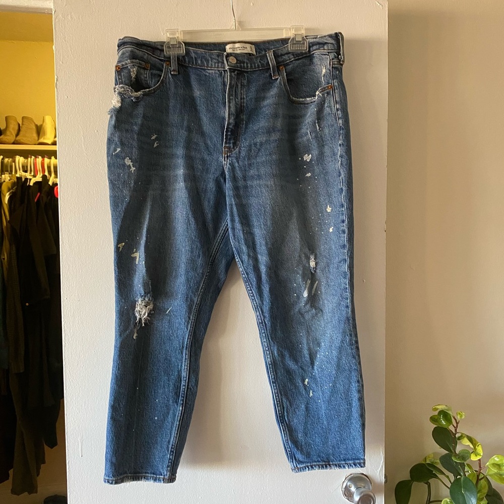 Abercrombie & Fitch Distressed High Rise Mom Jean